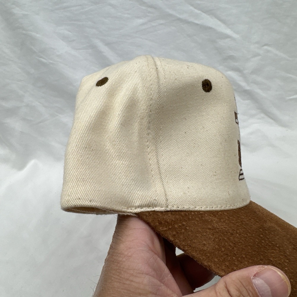 Y2K Christian Cross Gavel Strapback Hat FCAI Suede Brim KC Cap Beige Brown - Picture 3 of 11